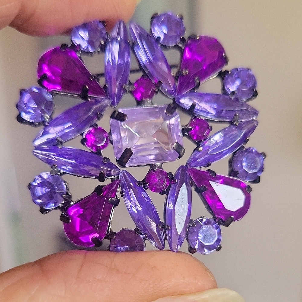 MCM Purple and Pink Gemstone Brooch